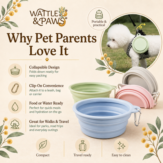 Collapsible travel pet bowl sizes and colour options