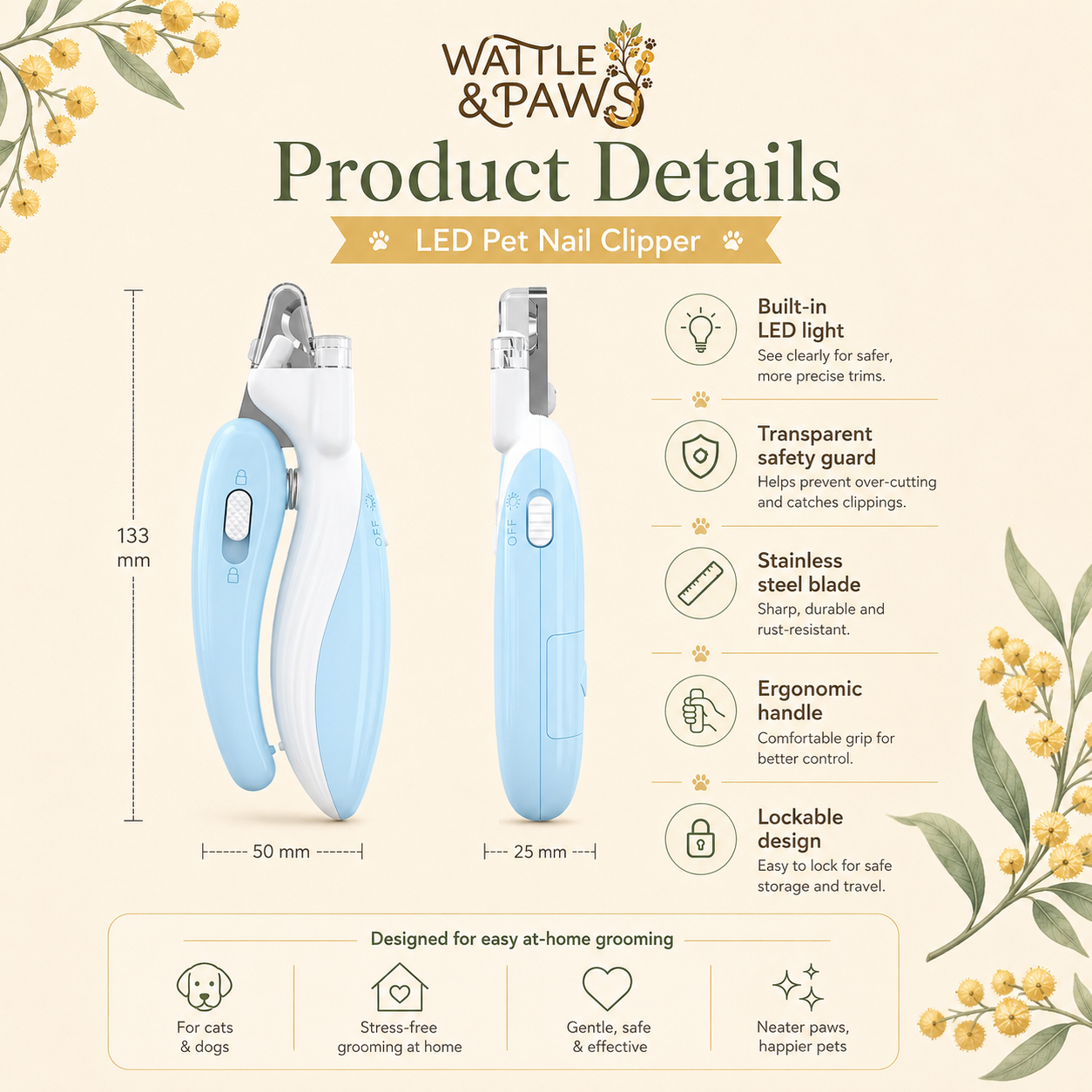 LED pet nail clipper safety guide