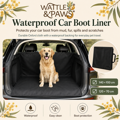 Waterproof car boot liner installed for pet travel
