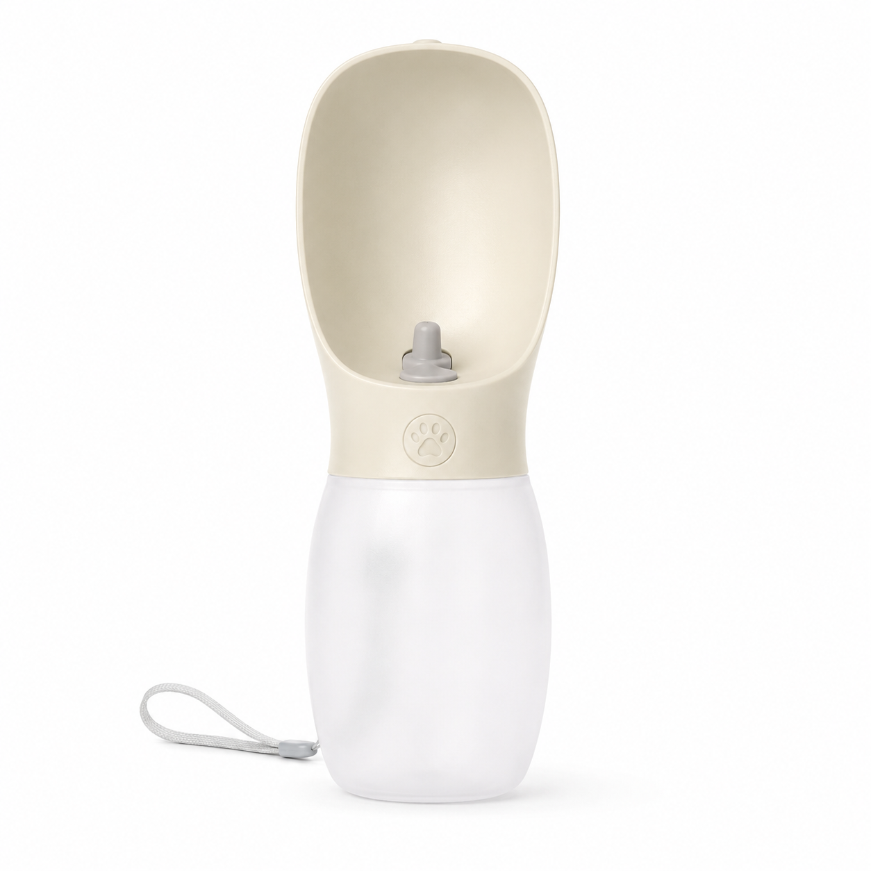 Beige 300 mL portable dog water bottle