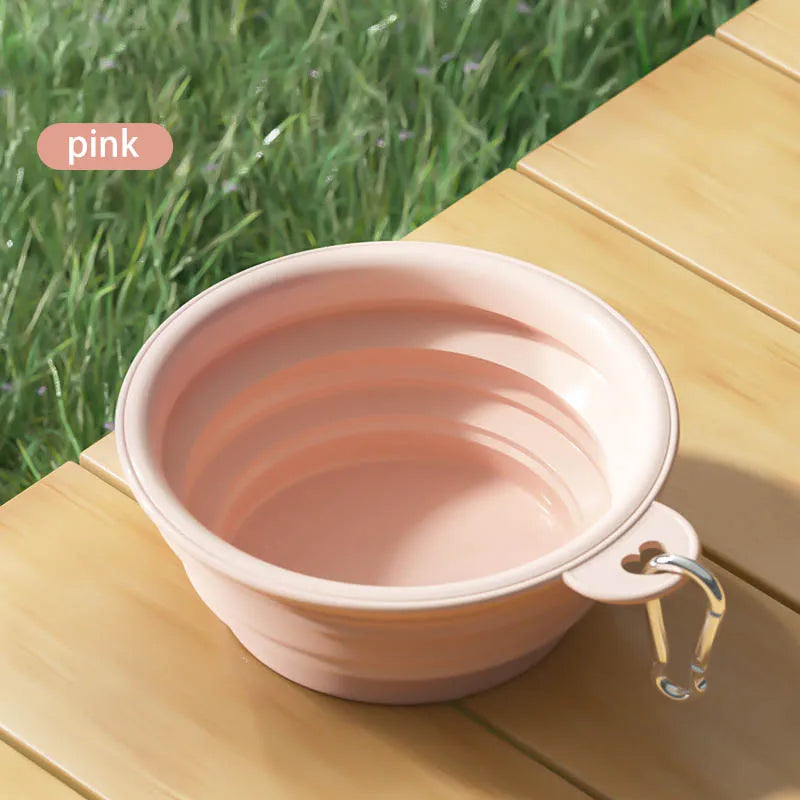 Green collapsible travel pet bowl