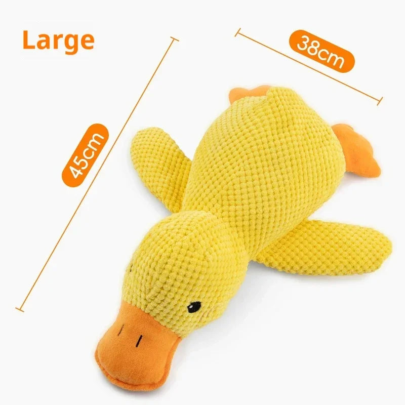 Small squeaky duck plush dog toy