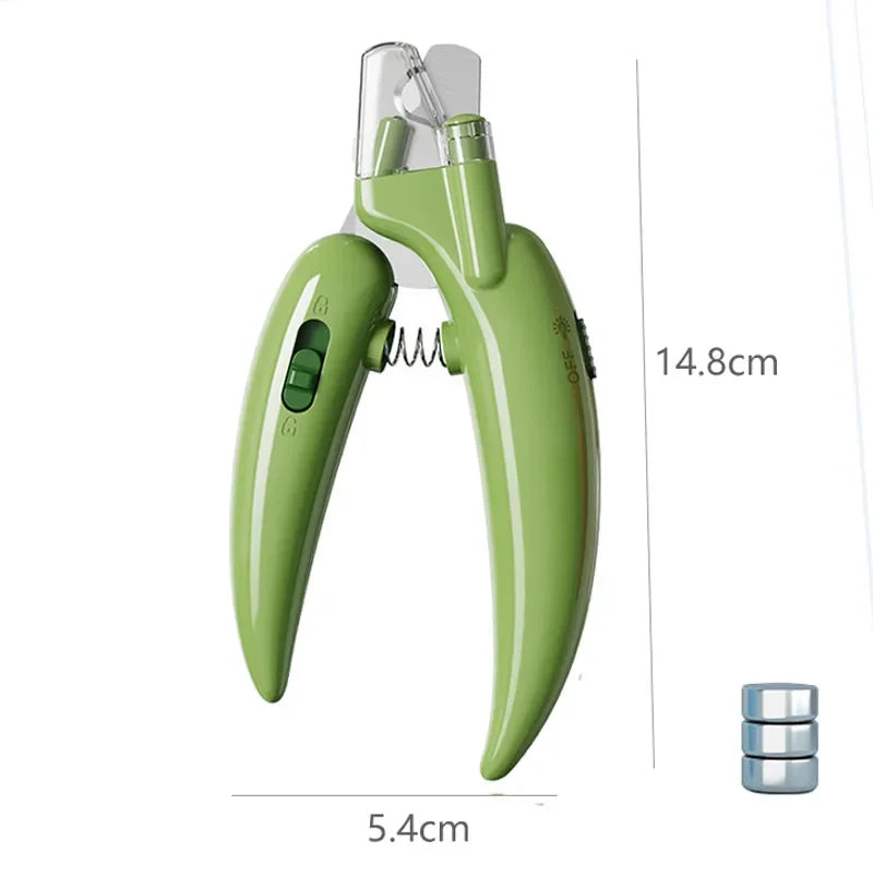 LED pet nail clipper with illuminated cutting area