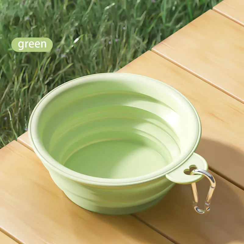 Blue collapsible travel pet bowl