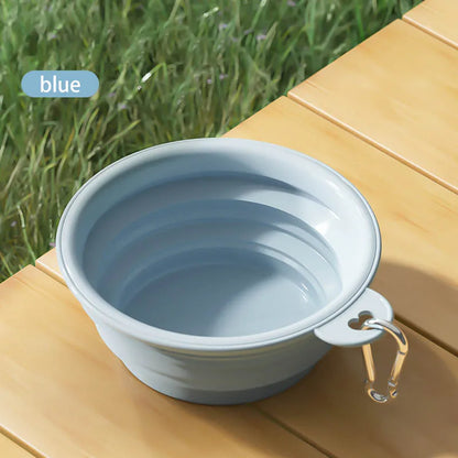 Pink collapsible travel pet bowl