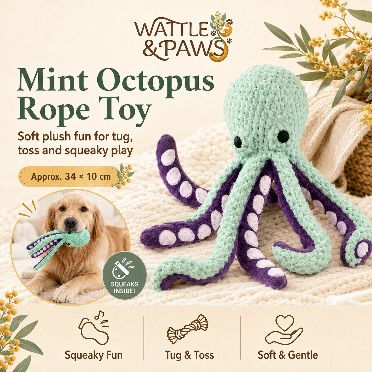 Squeaky shell puzzle dog toy product overview
