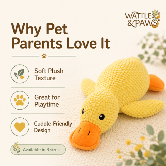 Squeaky duck plush dog toy size guide