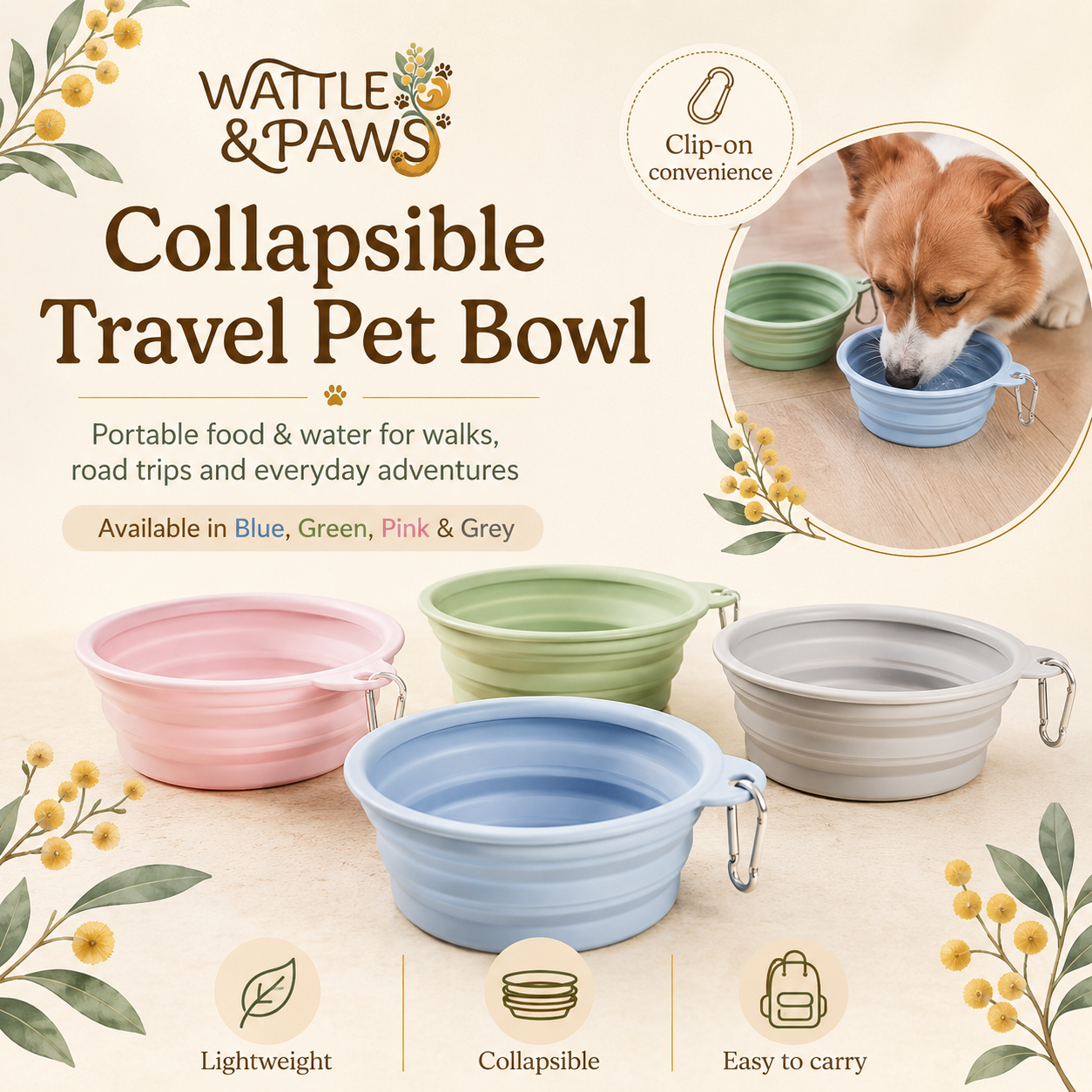Collapsible travel pet bowl product overview